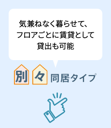 気兼ねなく暮らせて、フロアごとに賃貸として貸出も可能 